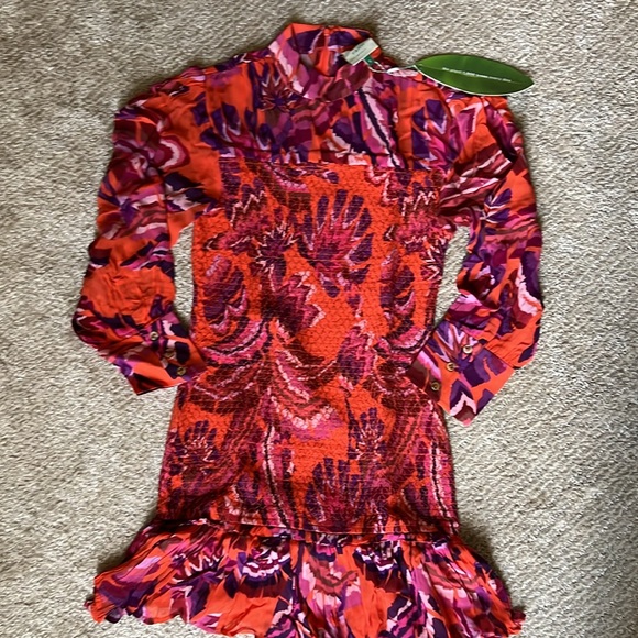 Farm Rio chevron forest orange mini dress NWT $255 - Picture 14 of 15